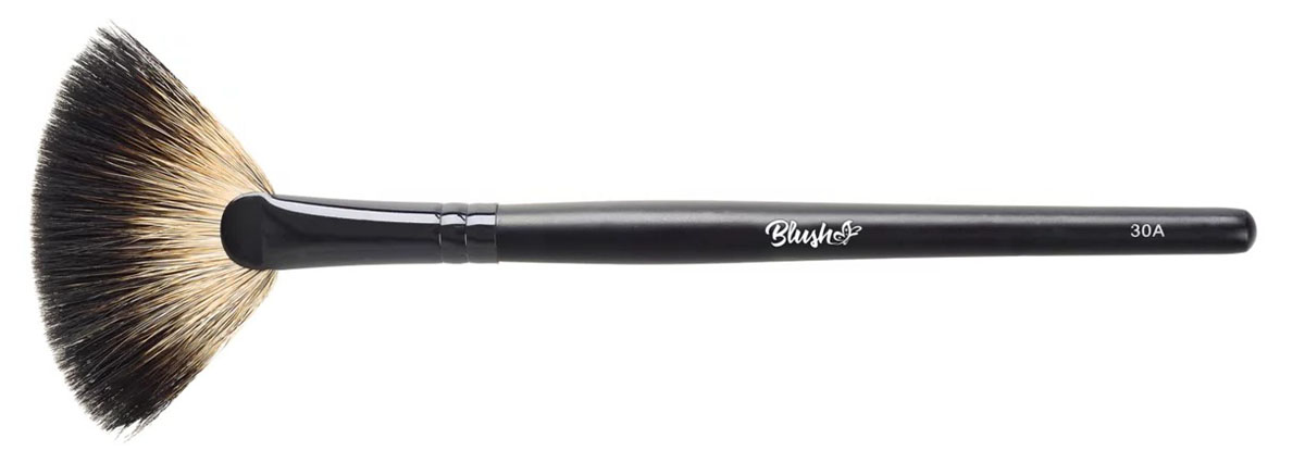 Fan brush for powder highlighter