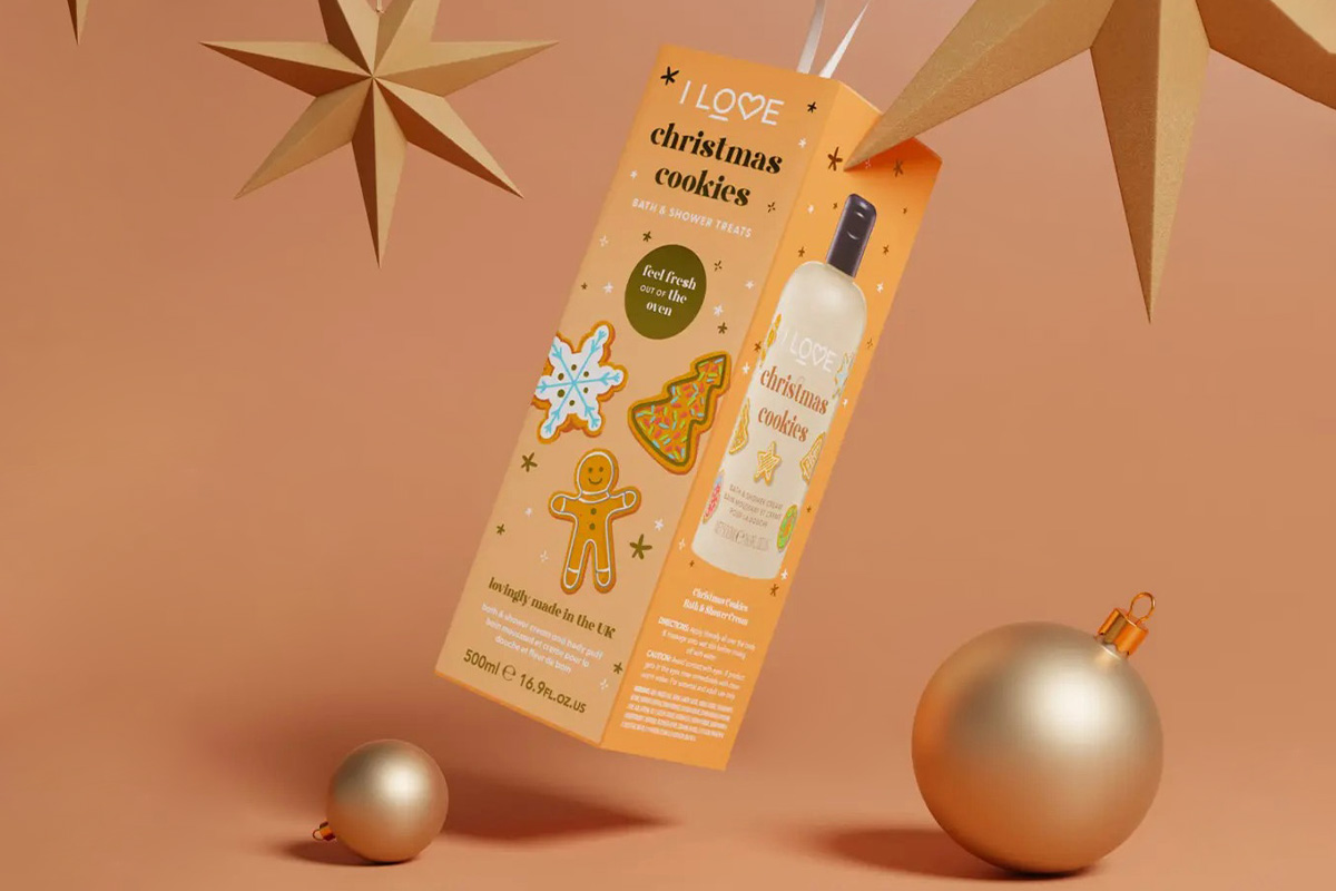 The I Love gift set, inspired by the holidays, featuring products that create a gentle and playful winter atmosphere