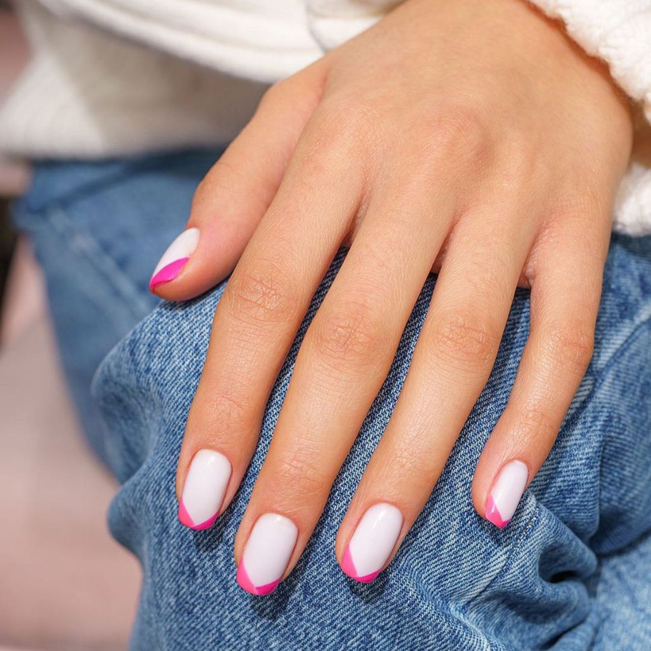 Pink french spring nails